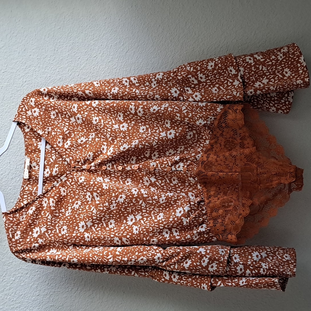 PROMESA Floral Bell Sleeve Bodysuit Size L